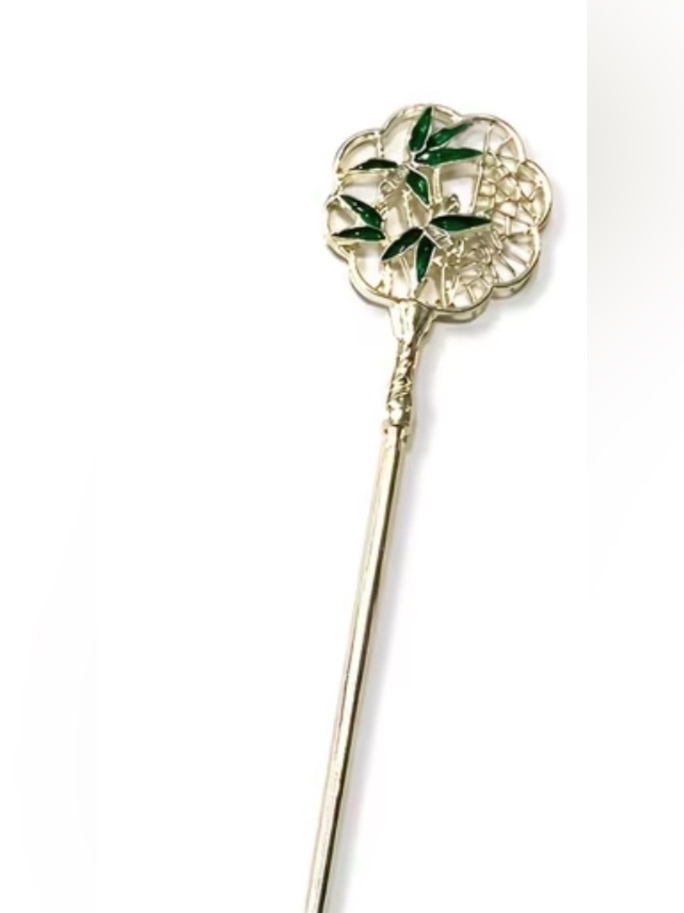 Ornate Floral and Jade Hair Stick